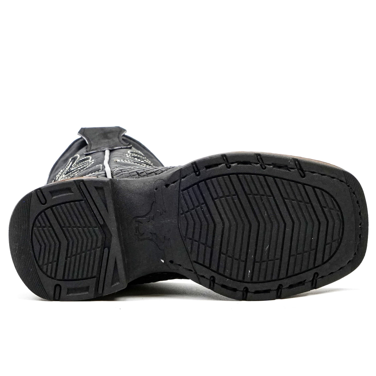 Kids Python Black Boots - Embossed Leather - Square Toe - Gomez Western Wear