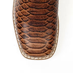 Kids Python Choco Boots - Embossed Leather - Square Toe (K11-1) - Gomez Western Wear