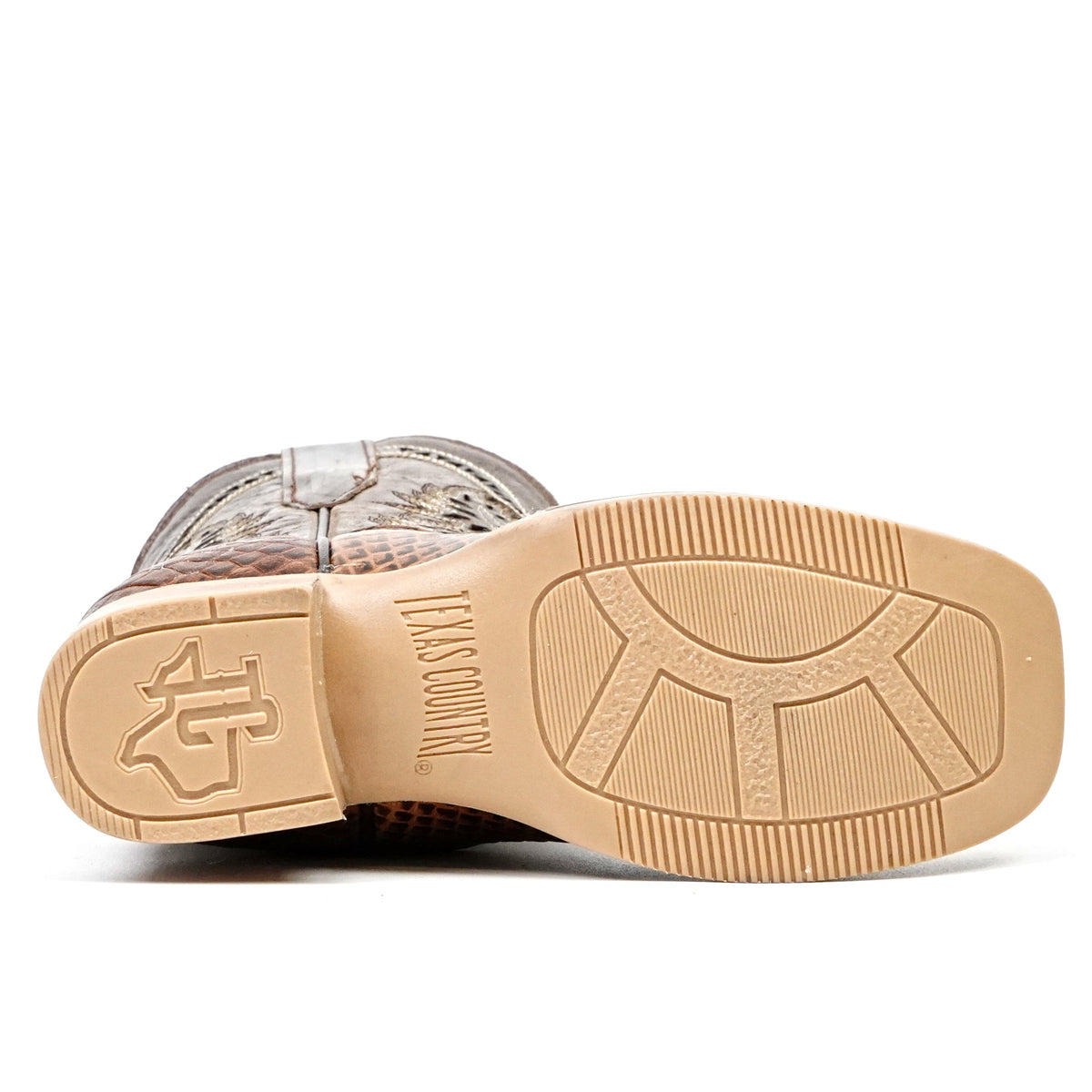 Kids Python Choco Boots - Embossed Leather - Square Toe (K11-1) - Gomez Western Wear