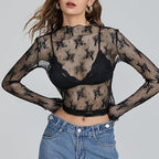 Lace Mesh Sheer Top - Gomez Western Wear
