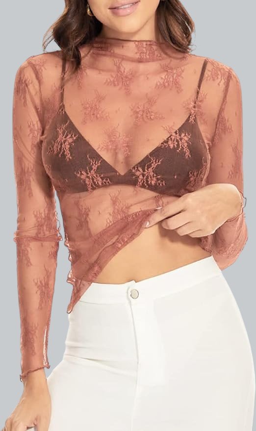 Lace Mesh Sheer Top - Gomez Western Wear