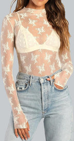 Lace Mesh Sheer Top - Gomez Western Wear