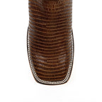 Lizard Cowboy Boots - Brown Embossed Leather - Square Toe (E949) - Gomez Western Wear