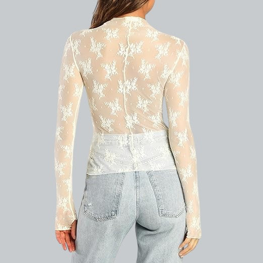 Lace Mesh Sheer Top