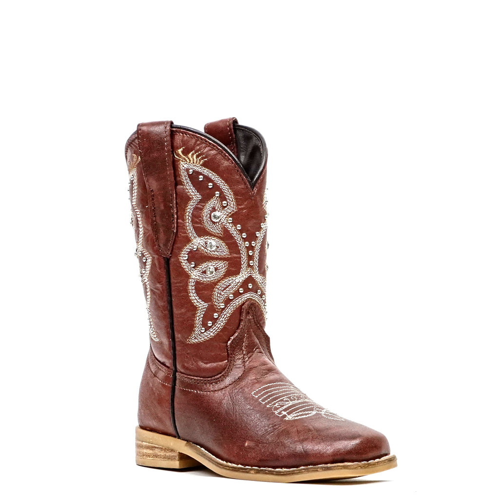 Marlon Cognac Girls Leather Boots - Slip-Resistant Sole - Square Toe (K-Blake) - Gomez Western Wear