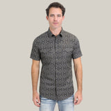 Mens Performance Western Short Sleeve Aztec Print Black/Brown Shirt - PGW10635