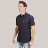 Mens Performance Western Short Sleeve Aztec Print Black Shirt - PGW10639