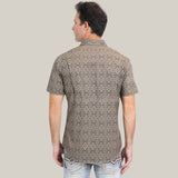 Mens Performance Western Short Sleeve Aztec Print Brown Shirt - PGW10638