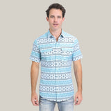 Mens Performance Western Short Sleeve Aztec Print White Shirt -  PGS10627