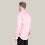 Men’s Single Pocket Logo Modern Fit Stretch Dress Shirt - Pink - CTL9826