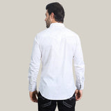 Mens Western Modern Fit Cotton/Spandex Long Sleeve White Shirt with Snaps - WPL10484