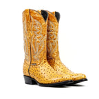 Ostrich Buttercup Boots - Embossed Leather - Round Toe (E436) - Gomez Western Wear