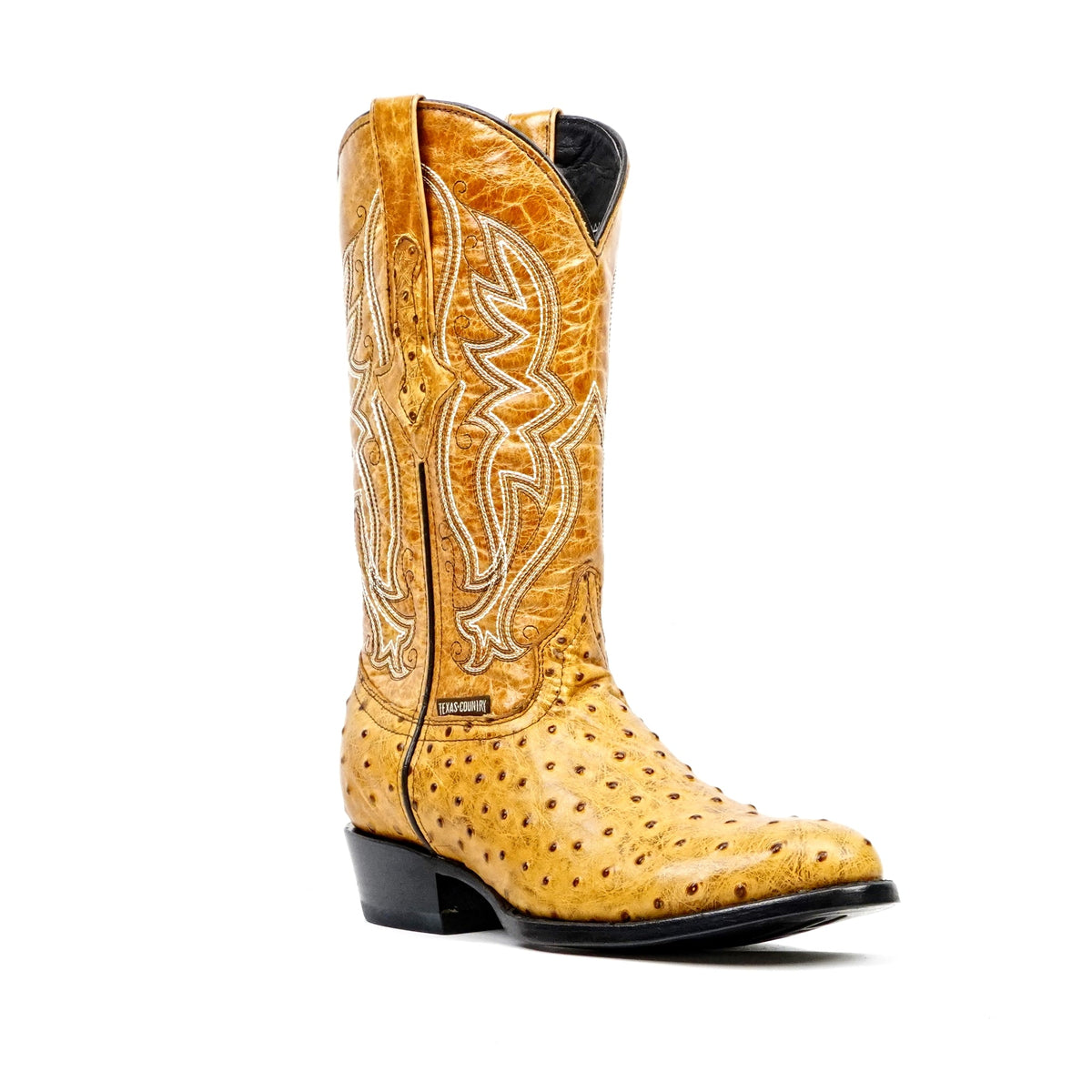 Ostrich Buttercup Boots - Embossed Leather - Round Toe (E436) - Gomez Western Wear