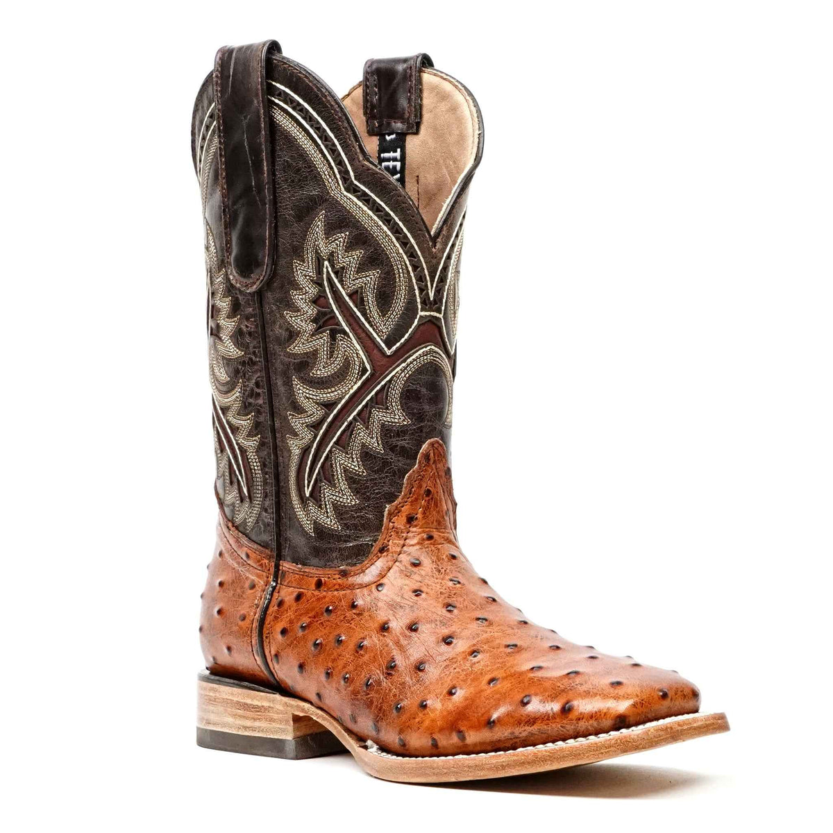 Ostrich Cognac Boots (Youth) - Square Toe (E424) - Gomez Western Wear