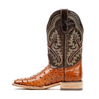 Ostrich Cognac Cowboy Boots - Embossed Leather - Square Toe (E424) - Gomez Western Wear