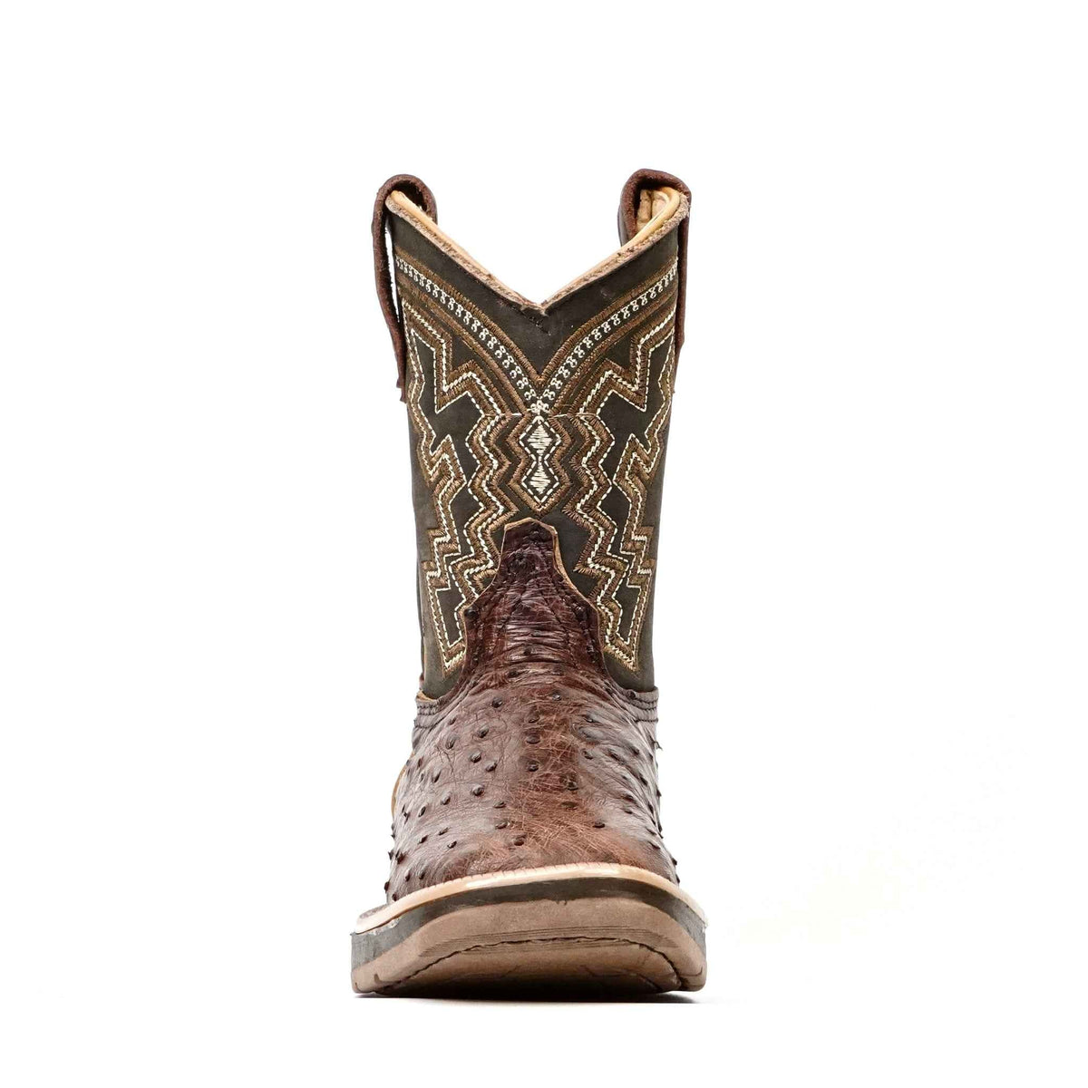 Ostrich Tobacco Kids Boots - Double-Density Sole - Square Toe - Gomez Western Wear