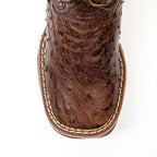 Ostrich Tobacco Kids Boots - Double-Density Sole - Square Toe - Gomez Western Wear