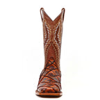 Pirarucu Fish Cognac Boots - Embossed Leather - Square Toe (E963) - Gomez Western Wear