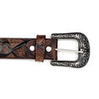 Pirarucu Fish Rustic Choco Belt - Embossed Leather (C-IMI) - Gomez Western Wear