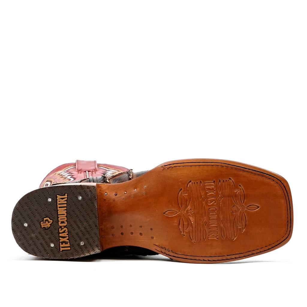 Pirarucu Fish Tobacco Boots - Embossed Leather - Square Toe (E962) - Gomez Western Wear