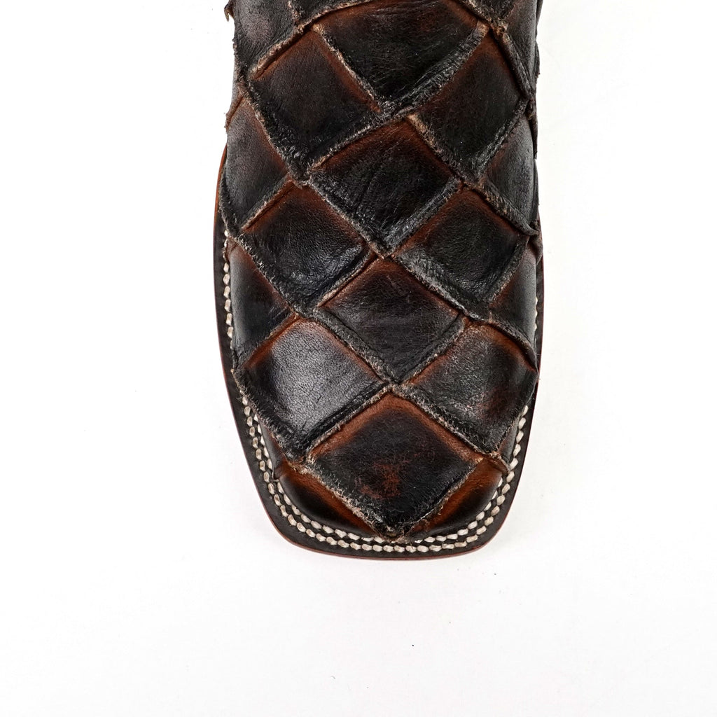 Pirarucu Fish Tobacco Boots - Embossed Leather - Square Toe (E962) - Gomez Western Wear