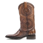 Platinum Alligator Lower Belly Boots - Tobacco - Square Toe - Gomez Western Wear