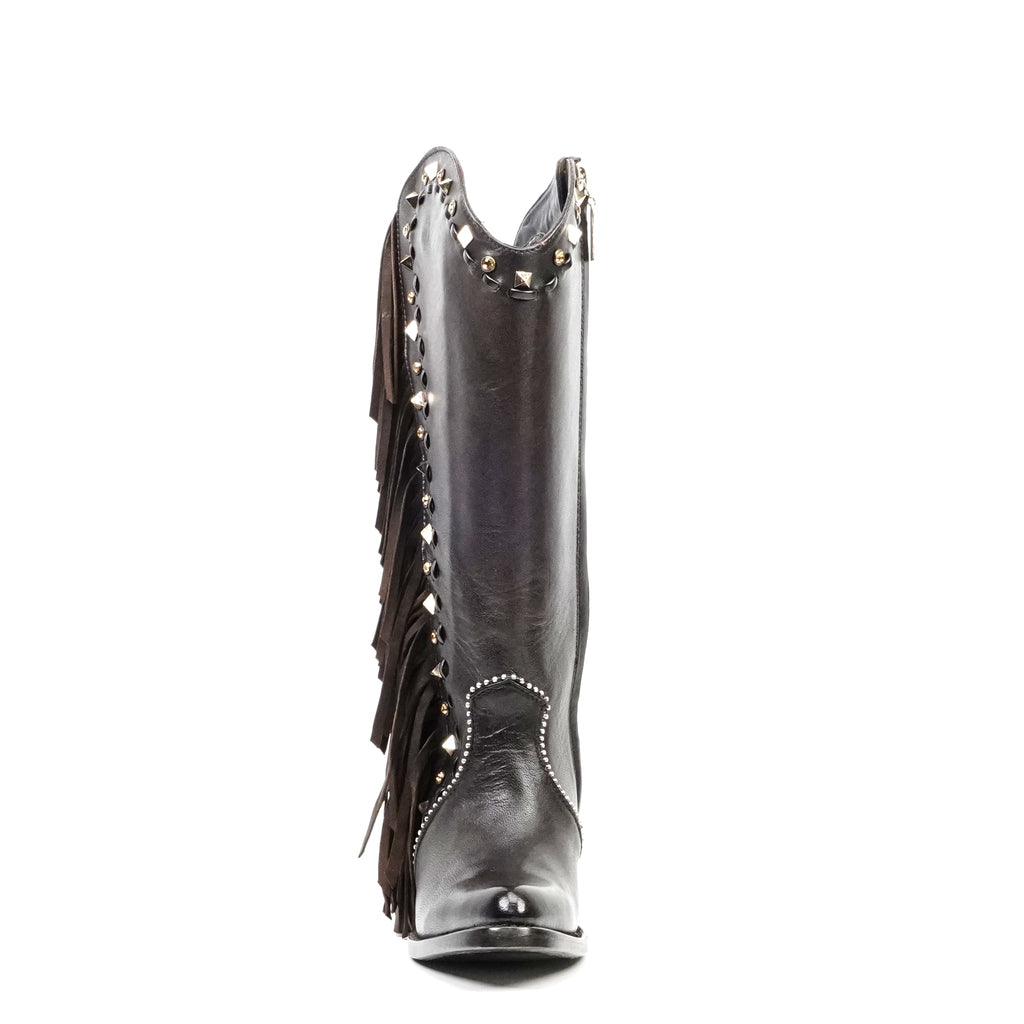 Praga Chocolate Brown Frills Boots - J Toe - Gomez Western Wear