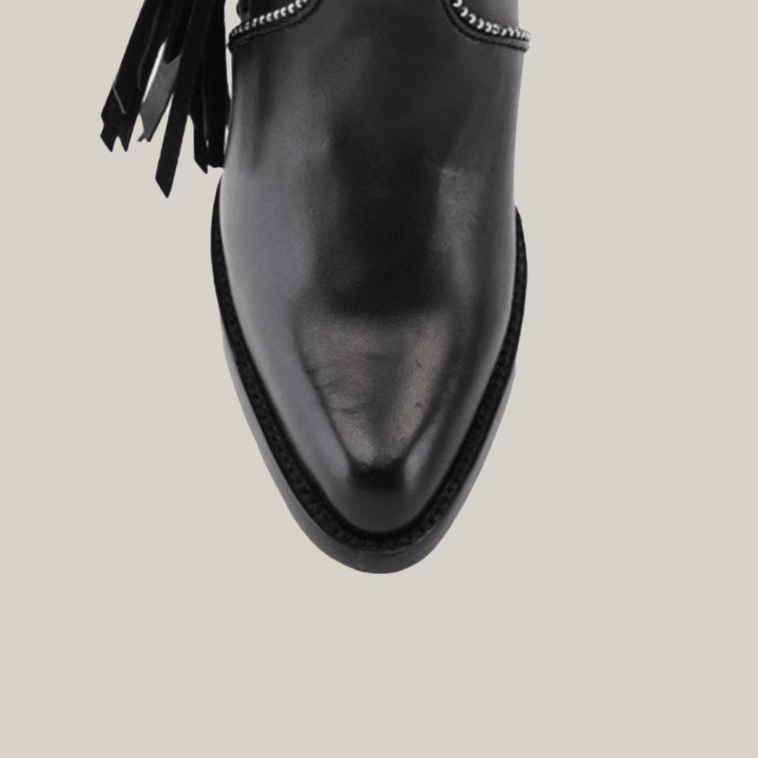 Praga Fringe Tall Shaft Black - J Toe - Gomez Western Wear