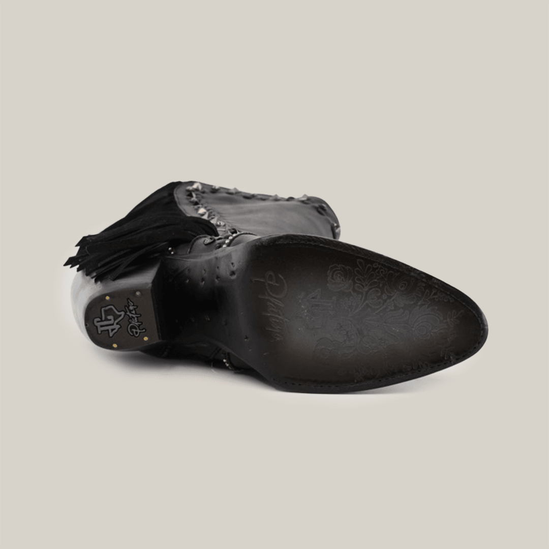 Praga Fringe Tall Shaft Black - J Toe - Gomez Western Wear
