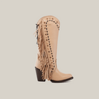 Praga Fringe Tall Shaft Cream - J Toe - Gomez Western Wear