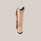 Praga Fringe Tall Shaft Cream - J Toe - Gomez Western Wear