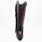 Praga Fringe Wine Tall Shaft Boots - J Toe - Gomez Western Wear