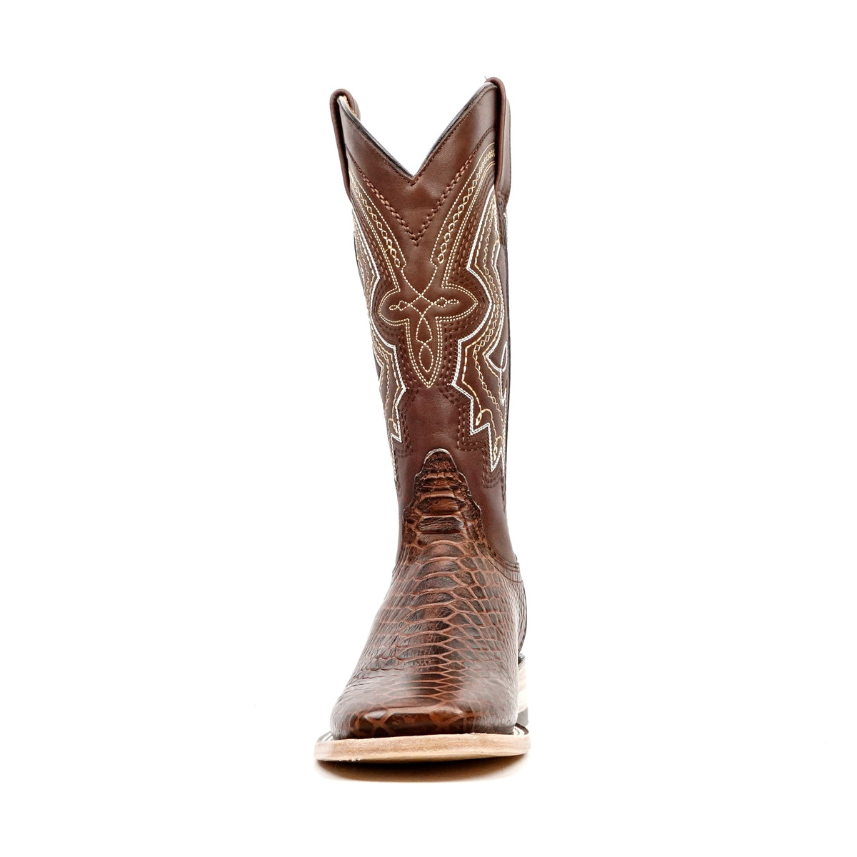 Python Chocolate Boots - Embossed Leather - Square Toe (E425) - Gomez Western Wear