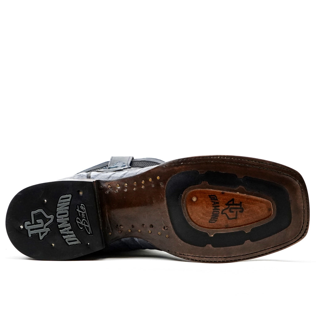 Ranger Caiman Horn Back Boots - Denim Blue - Square Toe - Gomez Western Wear