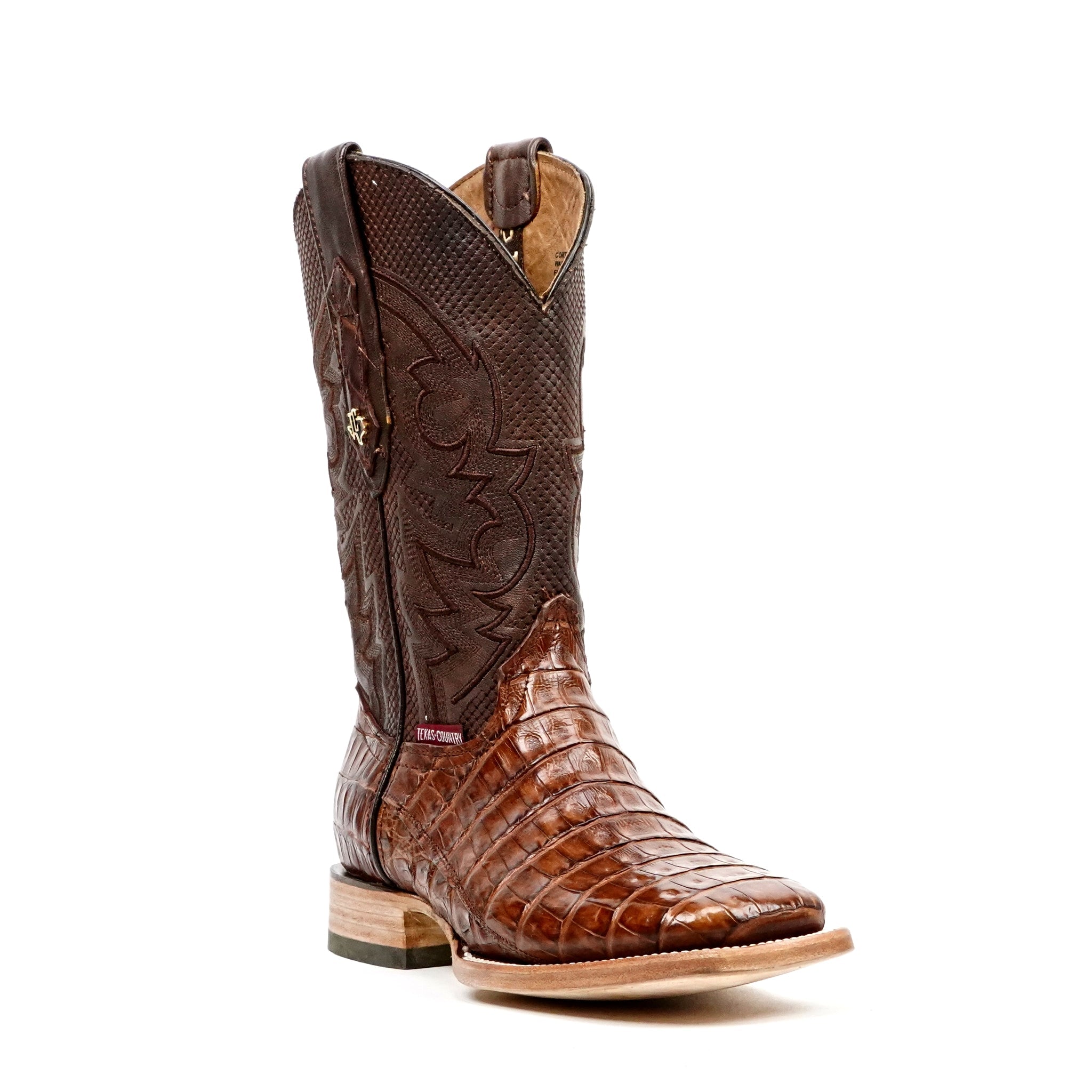 Rhodes Caiman Belly Boots - Brandy - Square Toe (LM10) - Gomez