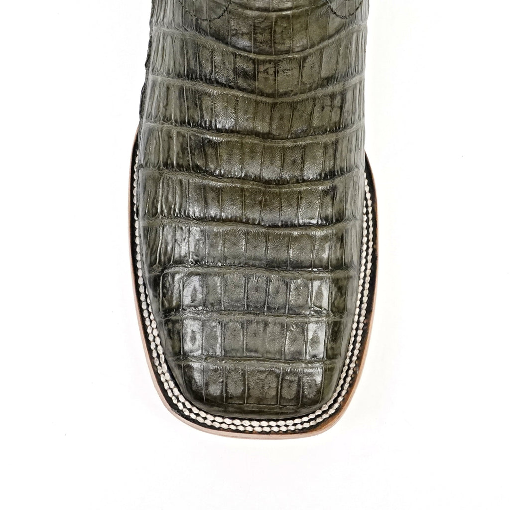Rhodes Caiman Belly Boots - Gray - Square Toe (LM10) - Gomez Western Wear
