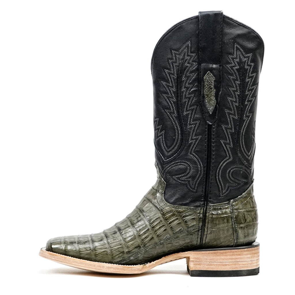 Rhodes Caiman Belly Boots - Gray - Square Toe (LM10) - Gomez Western Wear