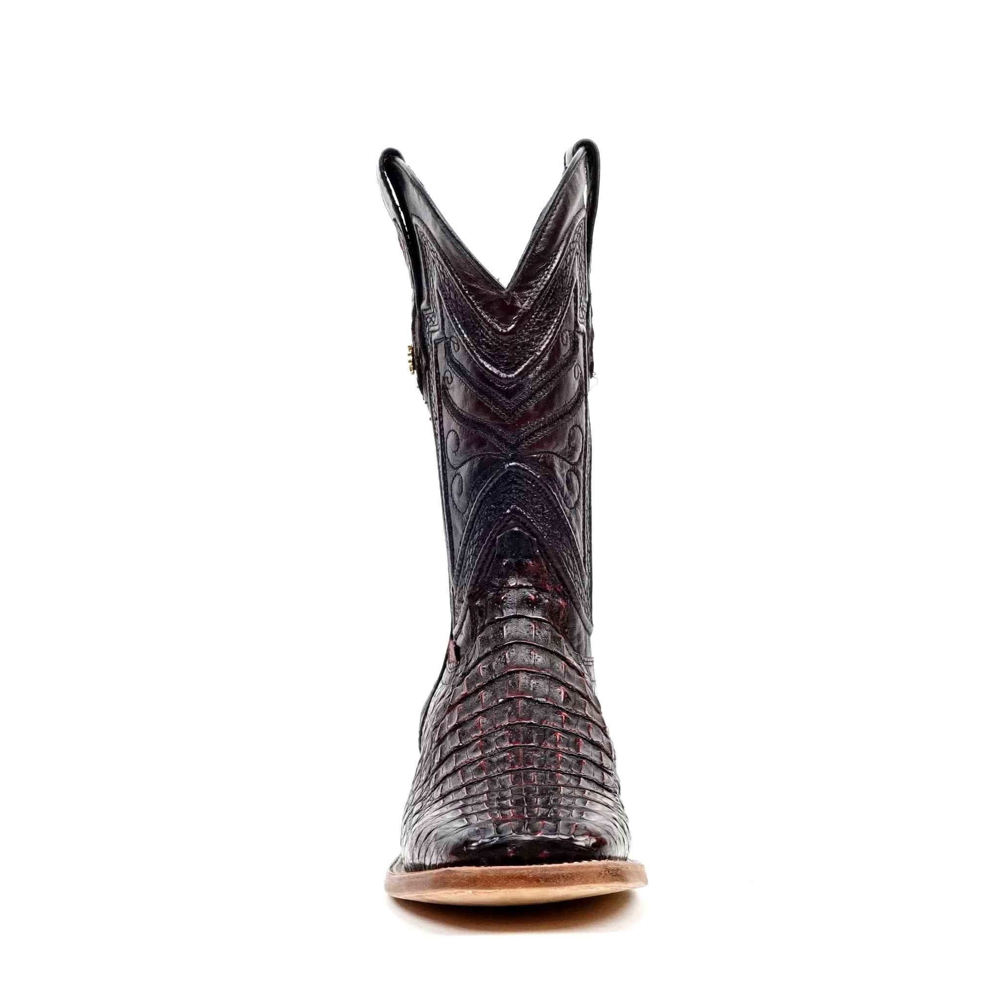 Rhodes Caiman Hornback Boots - Black Cherry - Square Toe (LM10