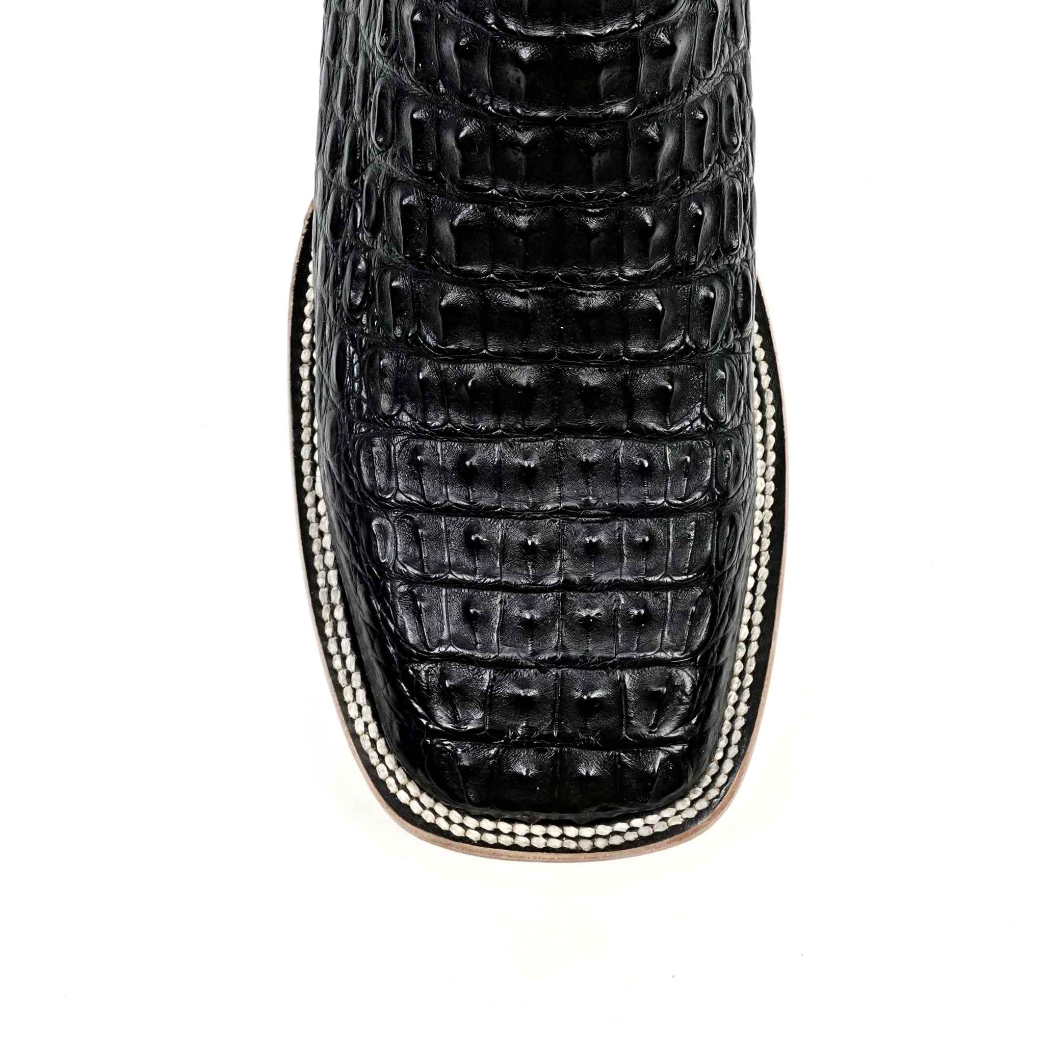Rhodes Caiman Hornback Boots - Black - Square Toe (LM10) - Gomez