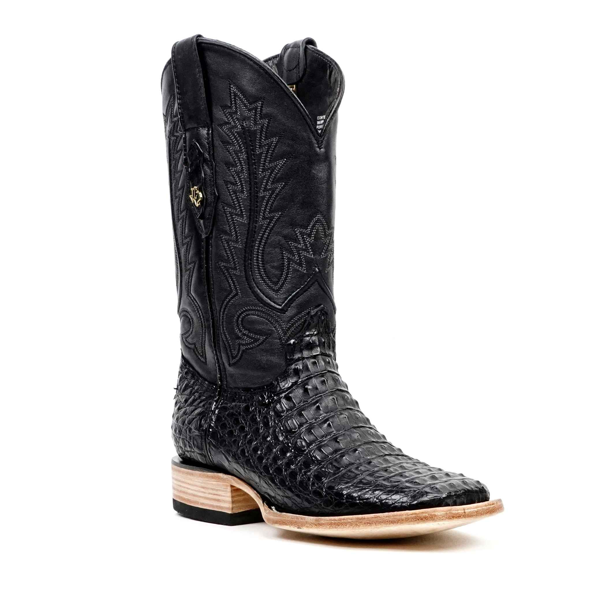 靴 00s archive caiman Western boots y2k Rhodes Caiman Hornback Boots - Black - Square Toe (LM10) - Gomez