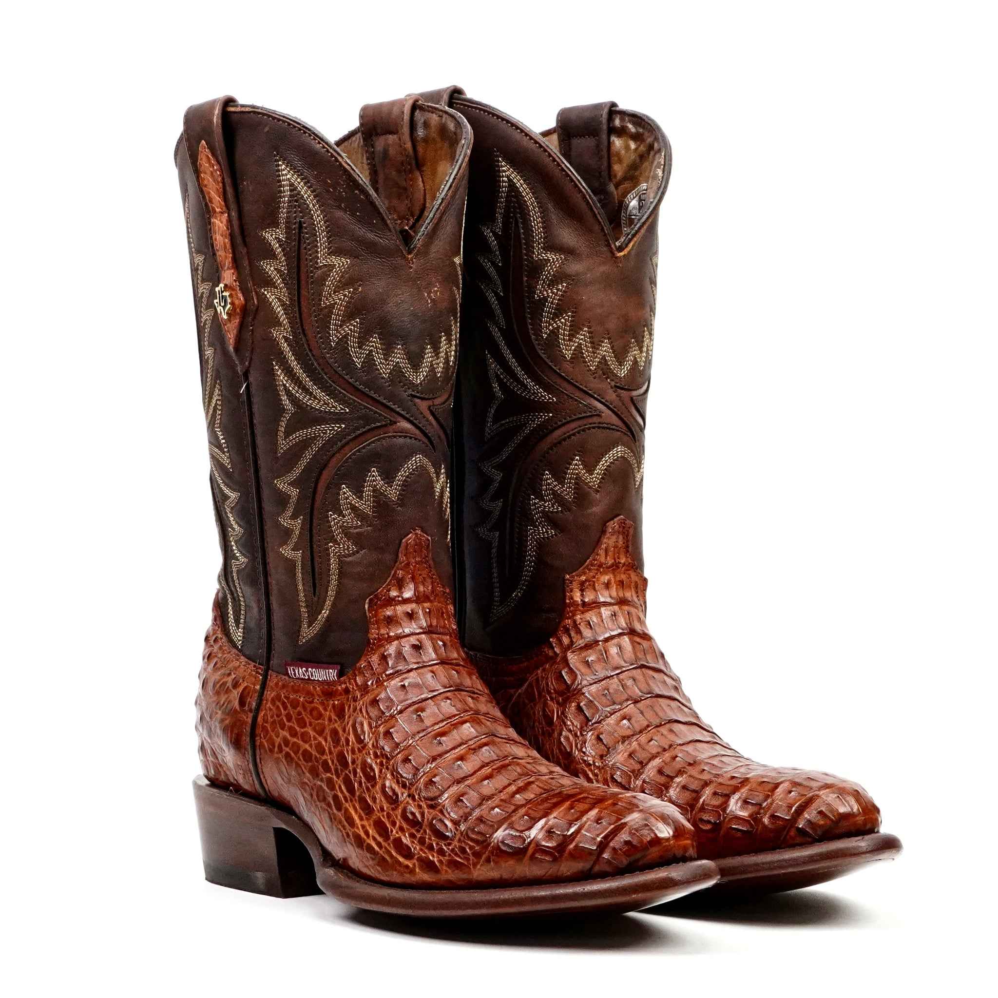 Rhodes Caiman Hornback Boots - Brandy - Round Toe (LM220) - Gomez