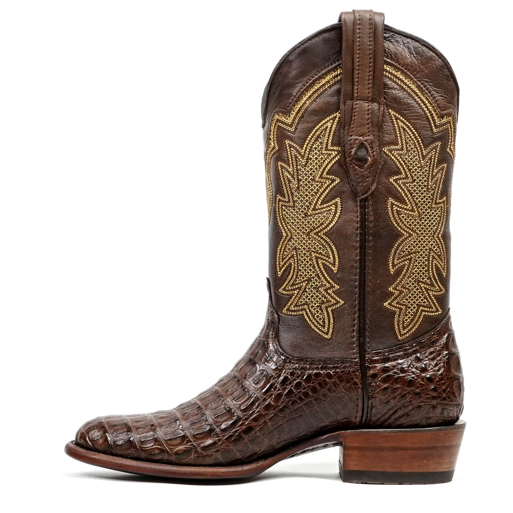 Rhodes Caiman Hornback Boots - Brown - Roper Toe - Gomez Western Wear