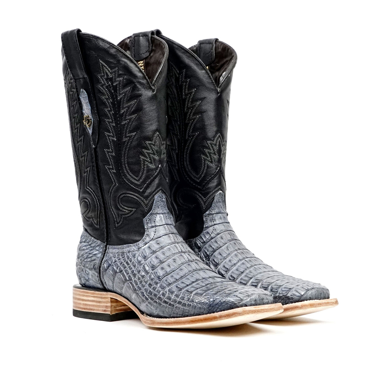 Rhodes Caiman Hornback Boots - Denim Blue- Square Toe (LM10) - Gomez Western Wear