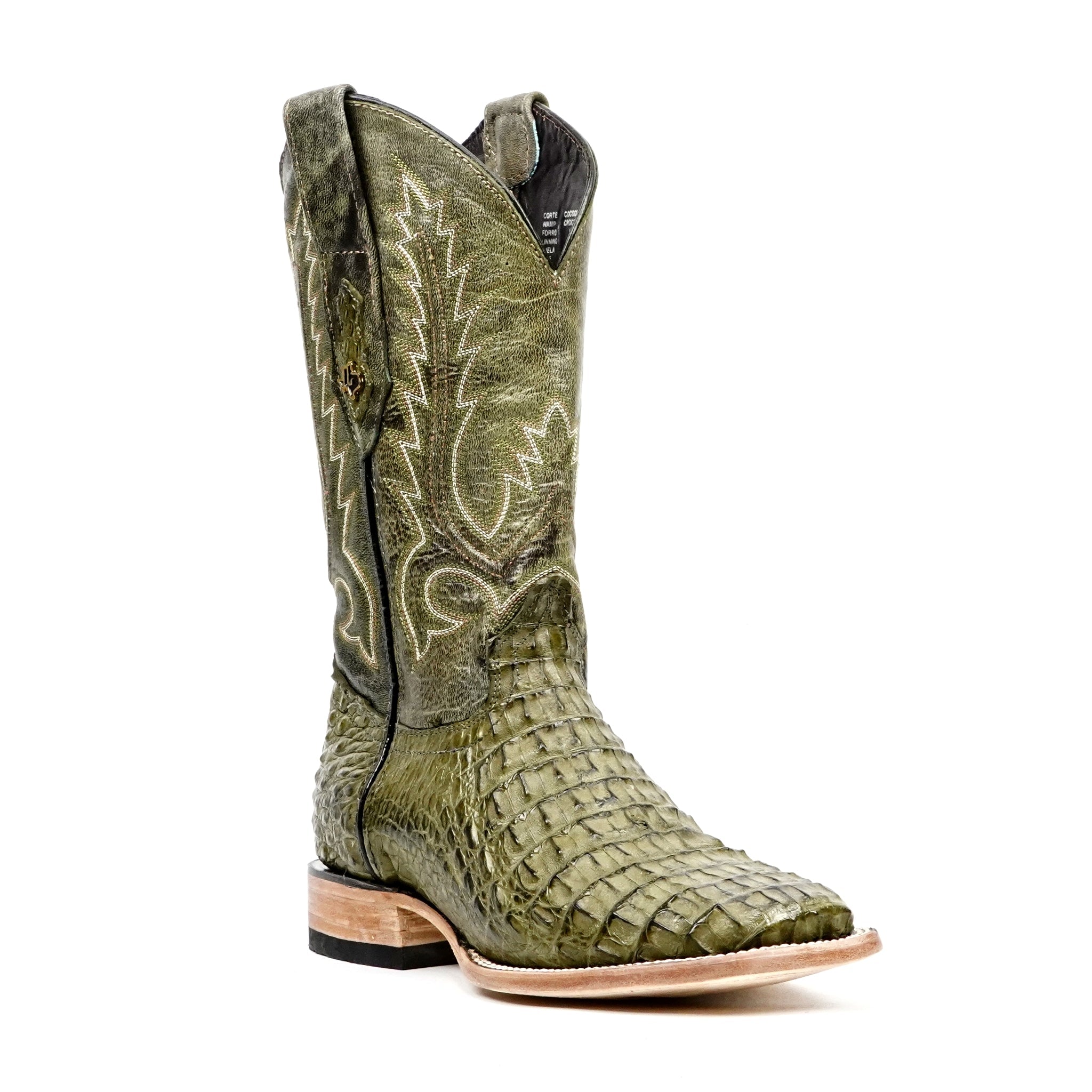 Oldmountain コカマチャン Rhodes Caiman Hornback Boots - Jungle Green - Square Toe (LM10
