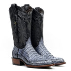 Rhodes Caiman Tail Boots - Denim Blue - Roper Toe - Gomez Western Wear