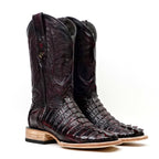 Rhodes Nile Crocodile Tail Boots - Black Cherry - Square Toe (LM10) - Gomez Western Wear