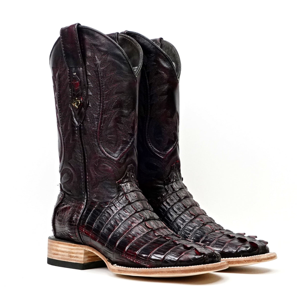 Rhodes Nile Crocodile Tail Boots - Black Cherry - Square Toe (LM10) - Gomez Western Wear