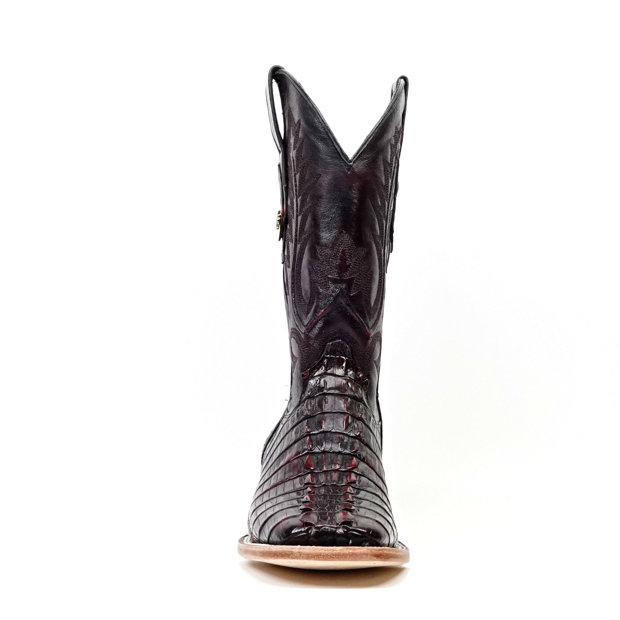 Rhodes Nile Crocodile Tail Boots - Black Cherry - Square Toe (LM10
