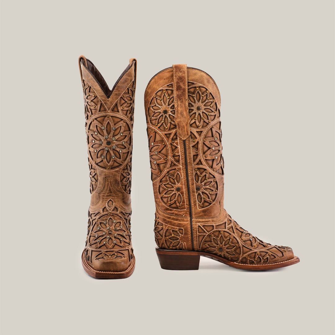 Vitralli Crystals Fawn - Mid Shaft - Narrow Square Toe | Texas Vitralli Crystals Fawn - Mid Shaft - Narrow Square Toe | Texas