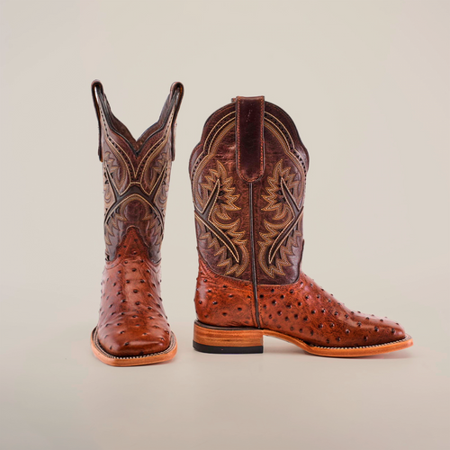 Karoo Ostrich Print Chocolate Square Toe | Texas Country  display picture 3